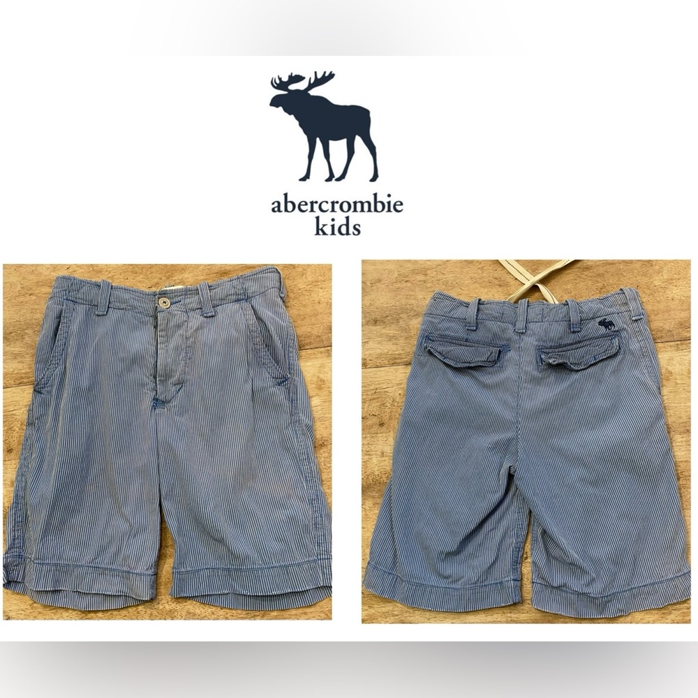 Abercrombie Boy’s Size 14 Blue/White Pinstripe‎ 100% Cotton Bermuda Shorts